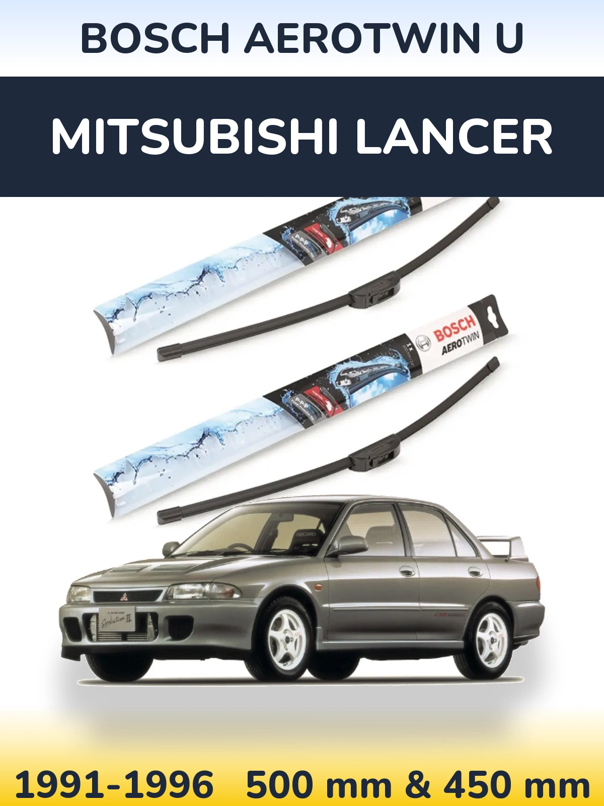 Komplet przednich wycieraczek BOSCH AeroTwin U 500 & 450 mm do Mitsubishi Lancer 1991-1996
