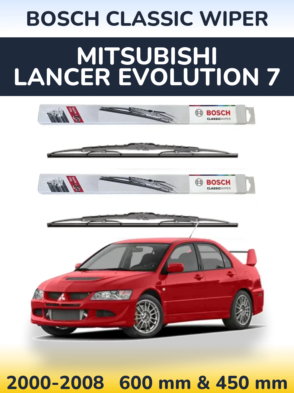 Komplet przednich wycieraczek BOSCH Classic Wiper 600 & 450 mm do Mitsubishi Lancer Evolution 7 2000-2008
