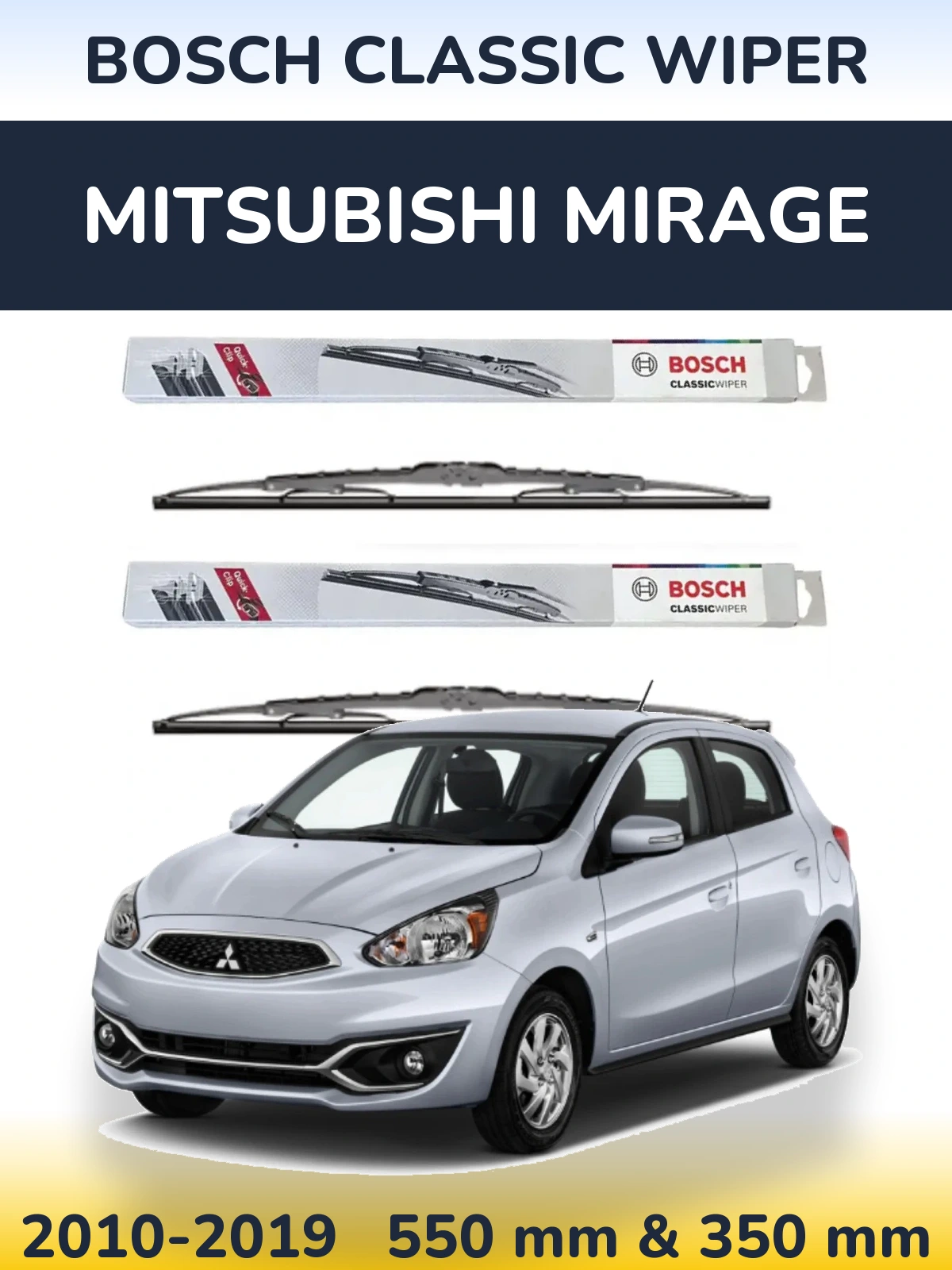 Komplet przednich wycieraczek BOSCH Classic Wiper 550 & 340 mm do Mitsubishi Mirage 2010-2019