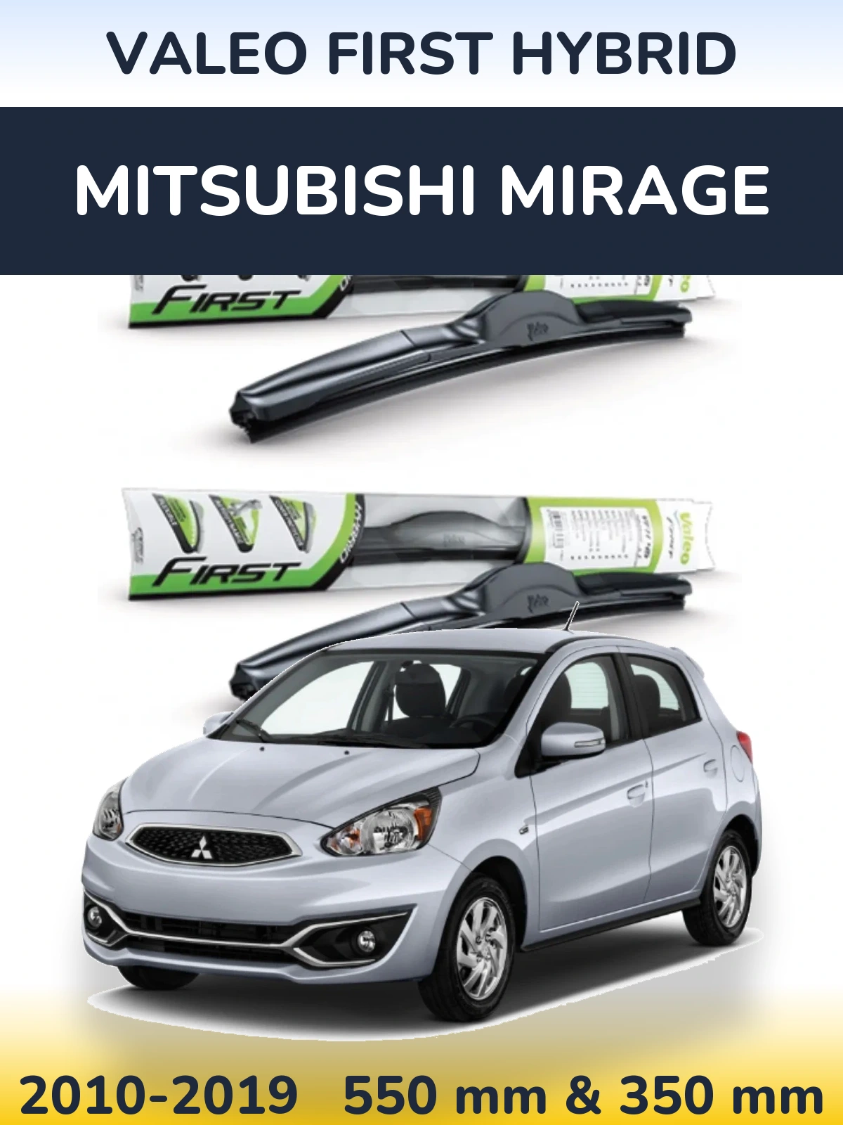 Комплект передних дворников Valeo First Hybrid 550 & 350 мм для Mitsubishi Mirage 2010-2019