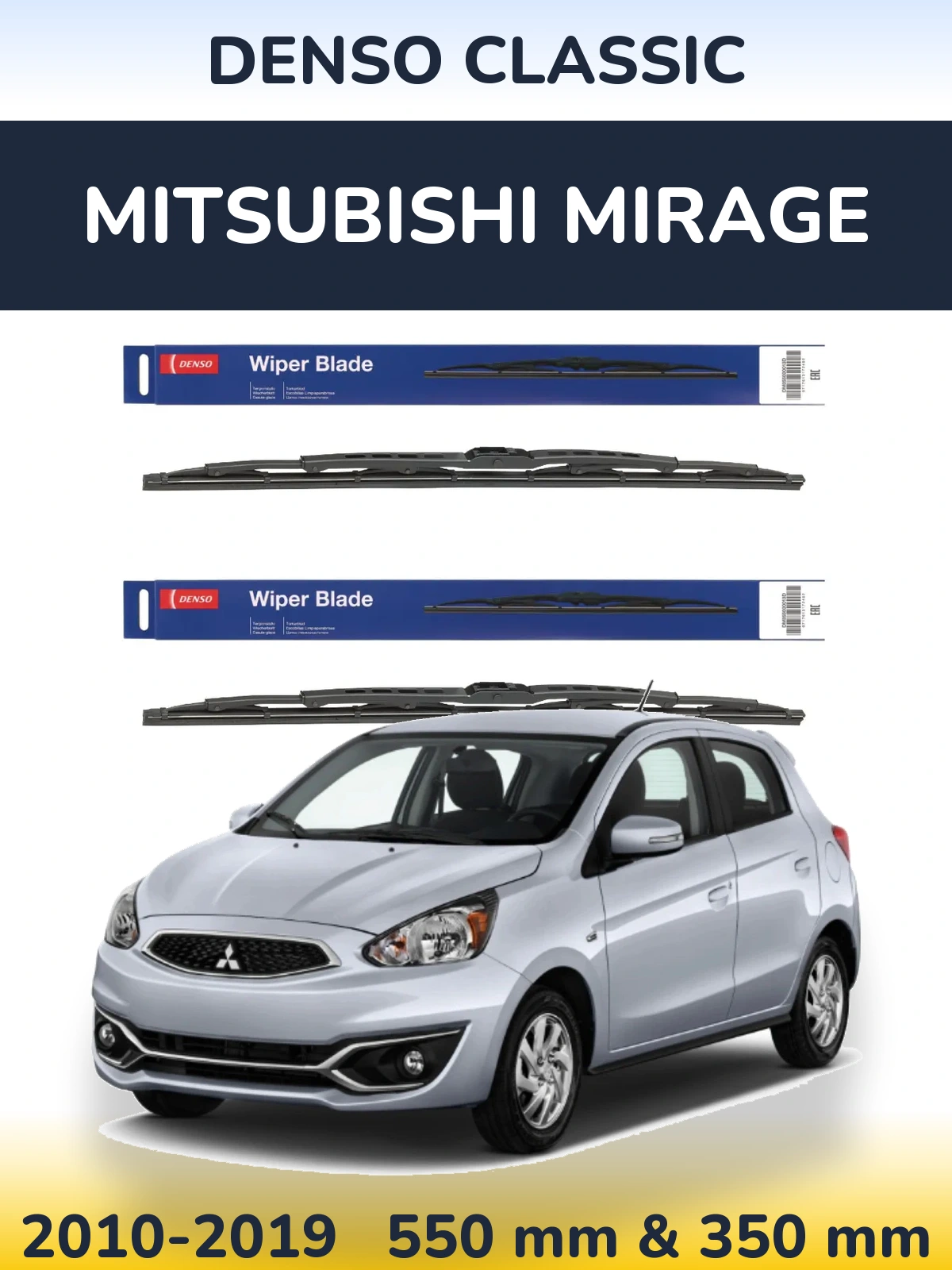 Komplet przednich wycieraczek Denso Classic 550 & 350 mm do Mitsubishi Mirage 2010-2019