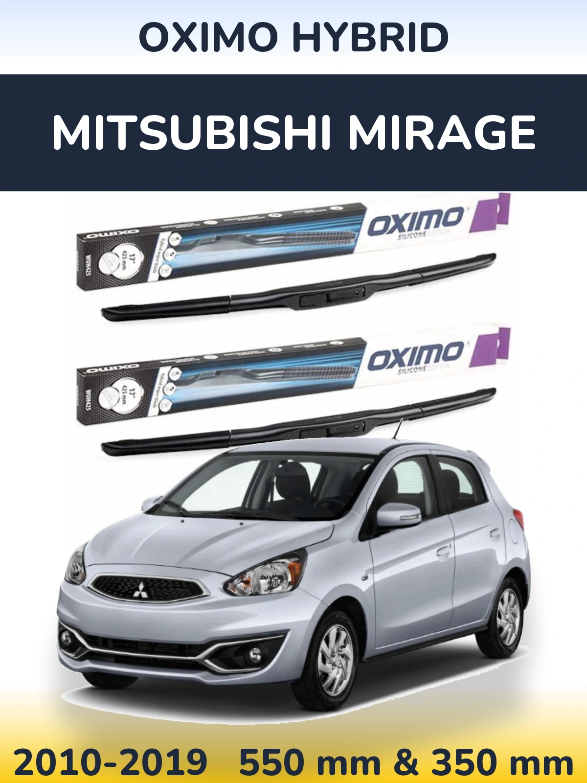 Komplet przednich wycieraczek Oximo Hybrid 550 & 350 mm do Mitsubishi Mirage 2010-2019