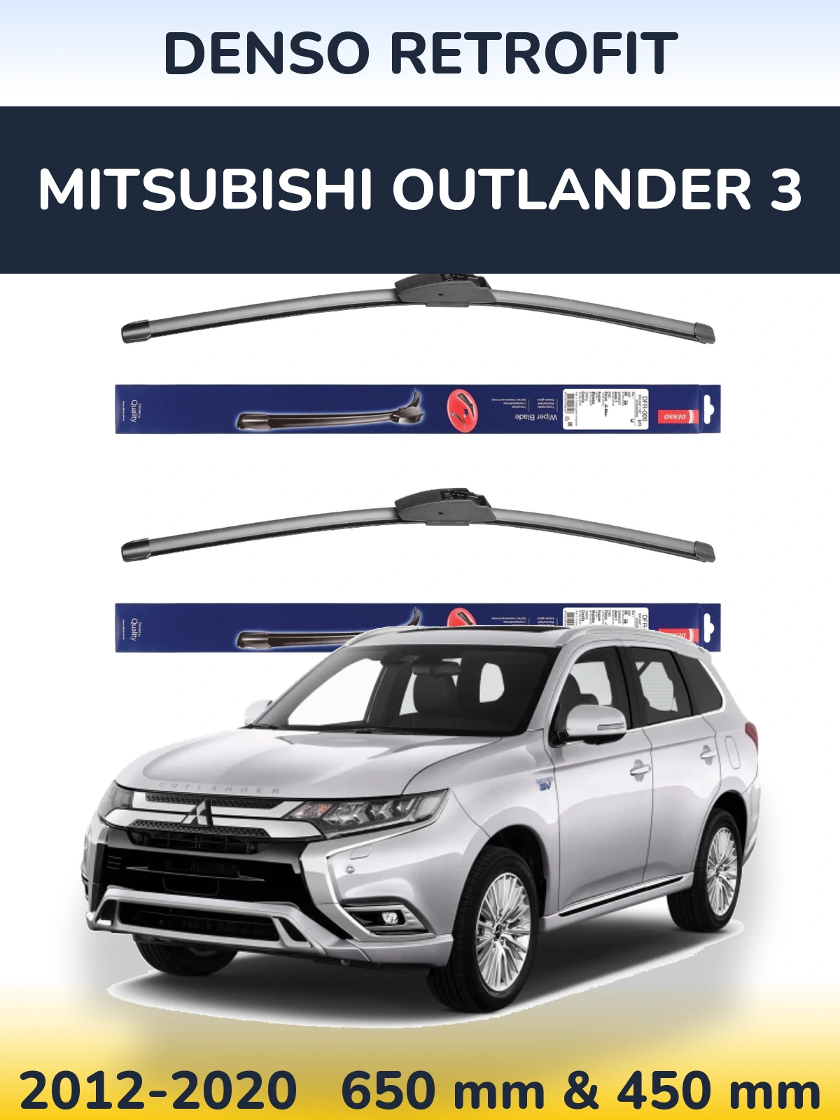 Komplet przednich wycieraczek Denso Retrofit 650 & 450 mm do Mitsubishi Outlander 3 2012-2020