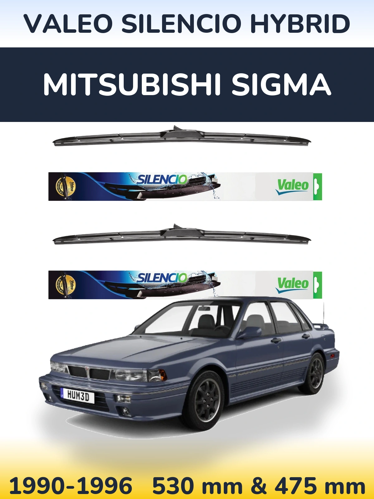 Комплект передних дворников Valeo Silencio Hybrid 530 & 475 мм для Mitsubishi Sigma 1990-1996