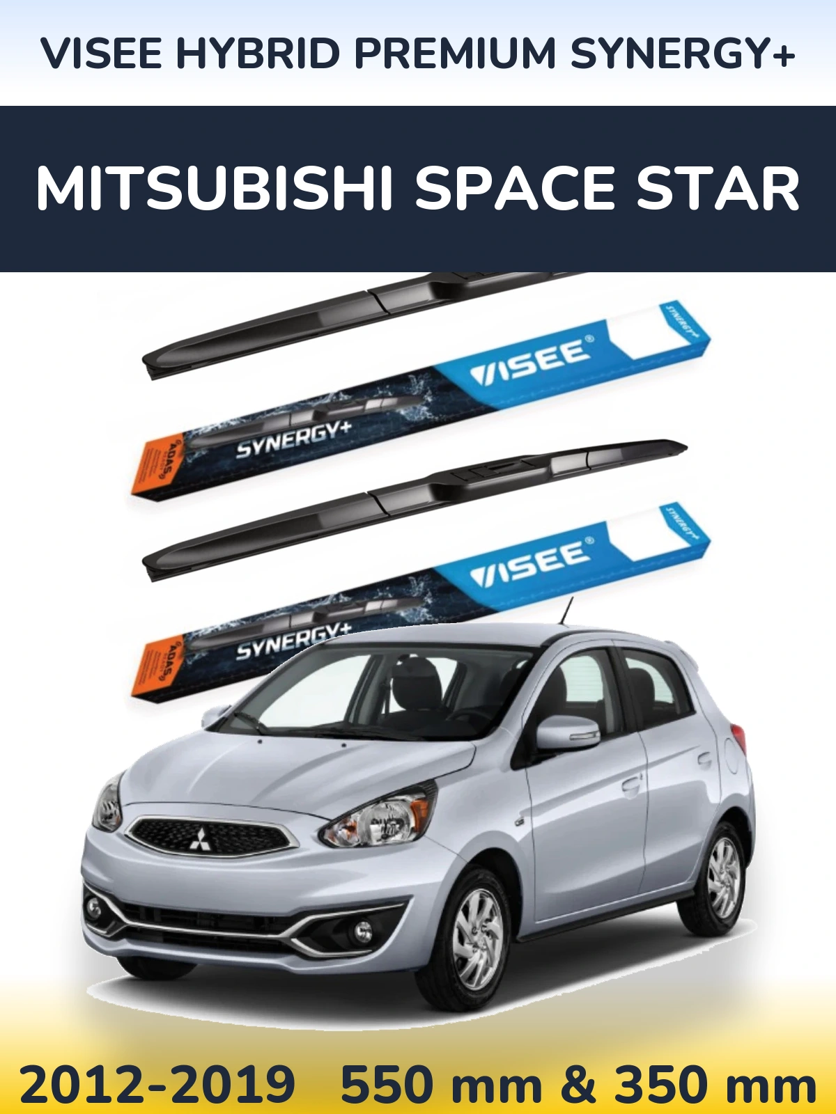 Комплект передних дворников VISEE HYBRID PREMIUM SYNERGY+ 550 & 350 мм для Mitsubishi Space Star 2012-2019