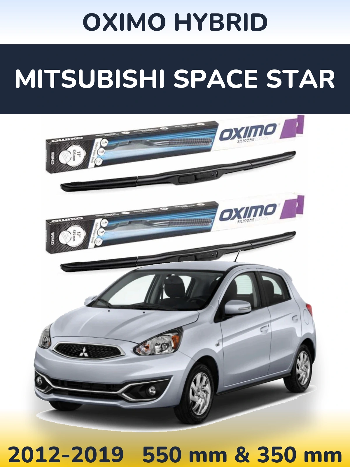 Komplet przednich wycieraczek Oximo Hybrid 550 & 350 mm do Mitsubishi Space Star 2012-2019