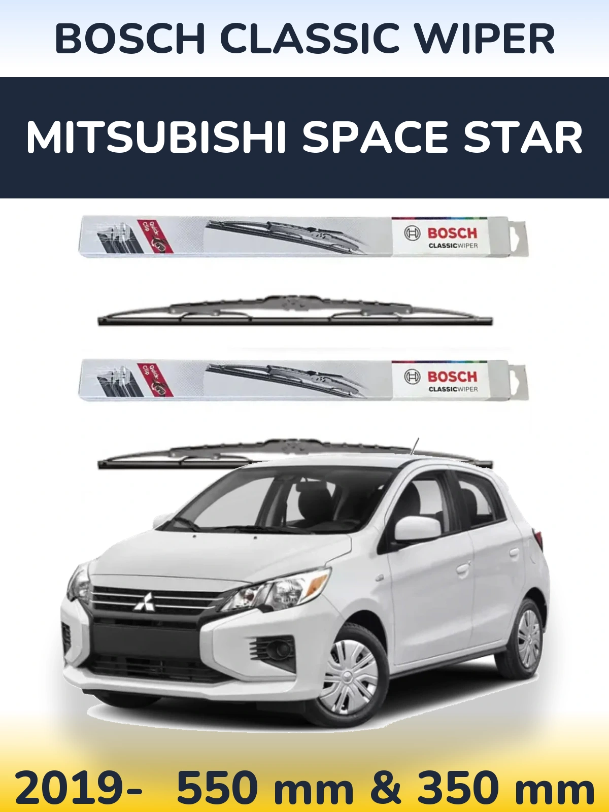 Комплект передних дворников BOSCH Classic Wiper 550 & 340 мм для Mitsubishi Space Star 2019-2026