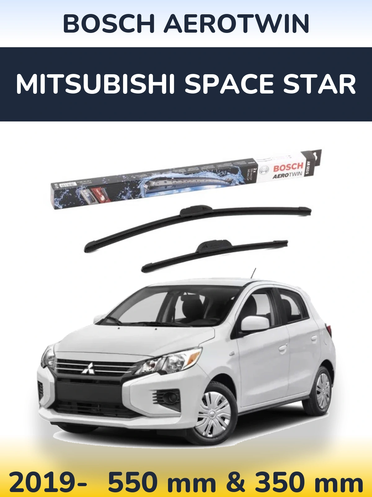 Komplet przednich wycieraczek BOSCH AeroTwin 550 & 350 mm do Mitsubishi Space Star 2019-2026