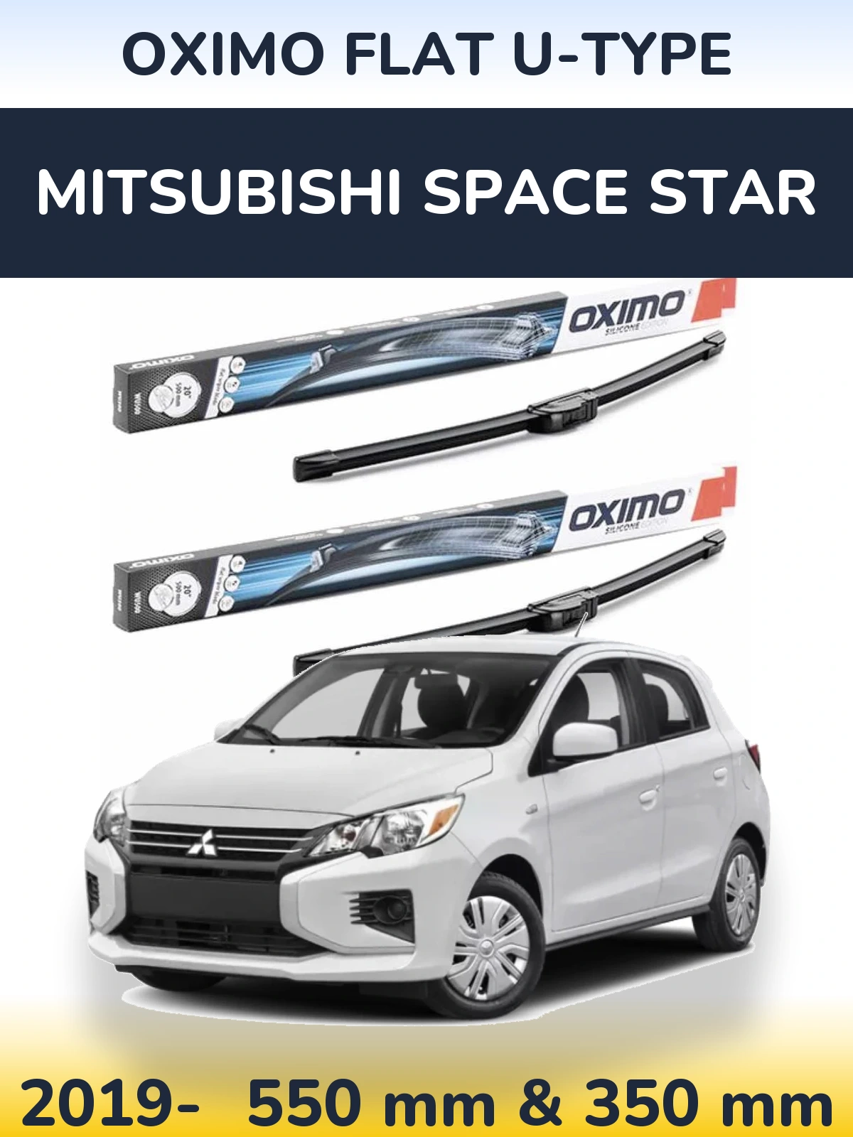 Komplet przednich wycieraczek Oximo Flat U-type 550 & 350 mm do Mitsubishi Space Star 2019-2026