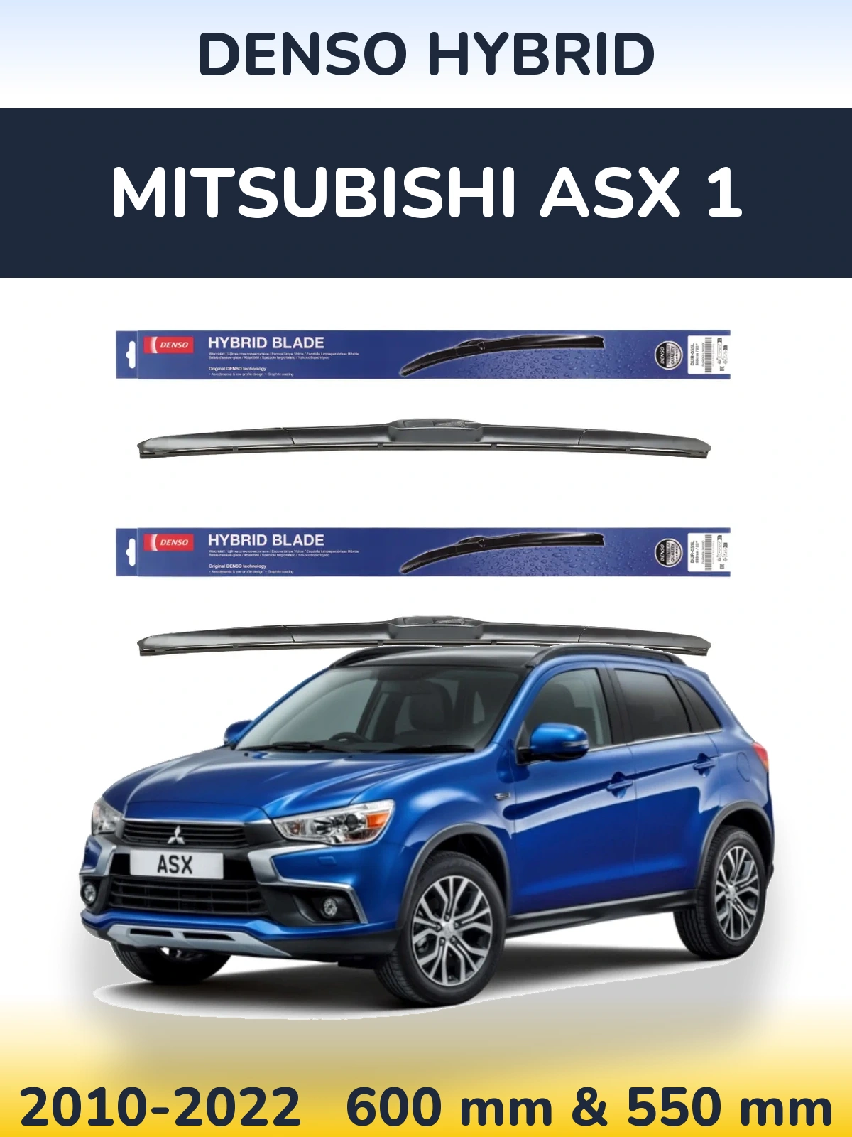 Komplet przednich wycieraczek Denso Hybrid 600 & 550 mm do Mitsubishi ASX 1 2010-2022