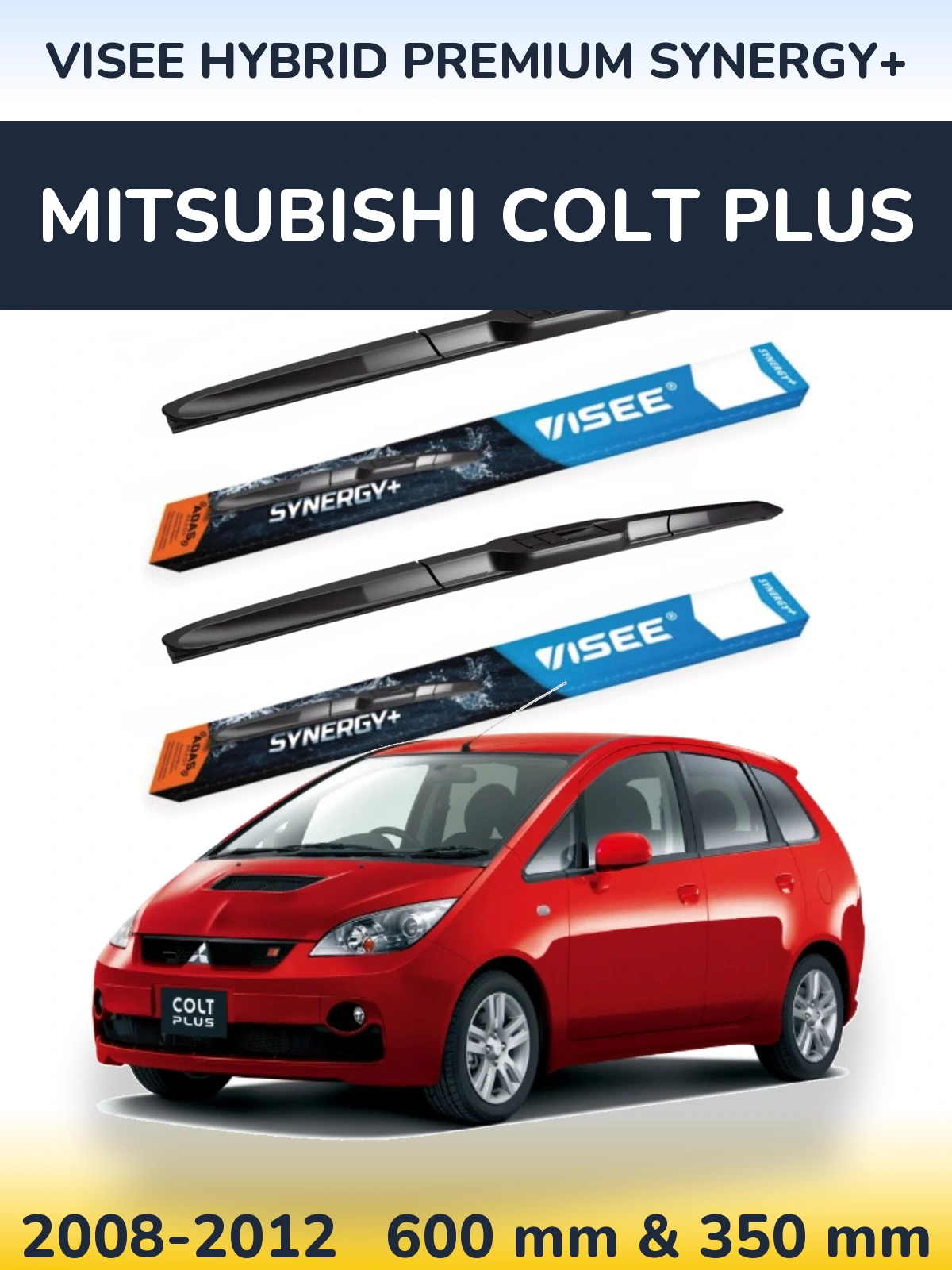 Комплект передних дворников VISEE HYBRID PREMIUM SYNERGY+ 600 & 350 мм для Mitsubishi Colt Plus 2008-2012
