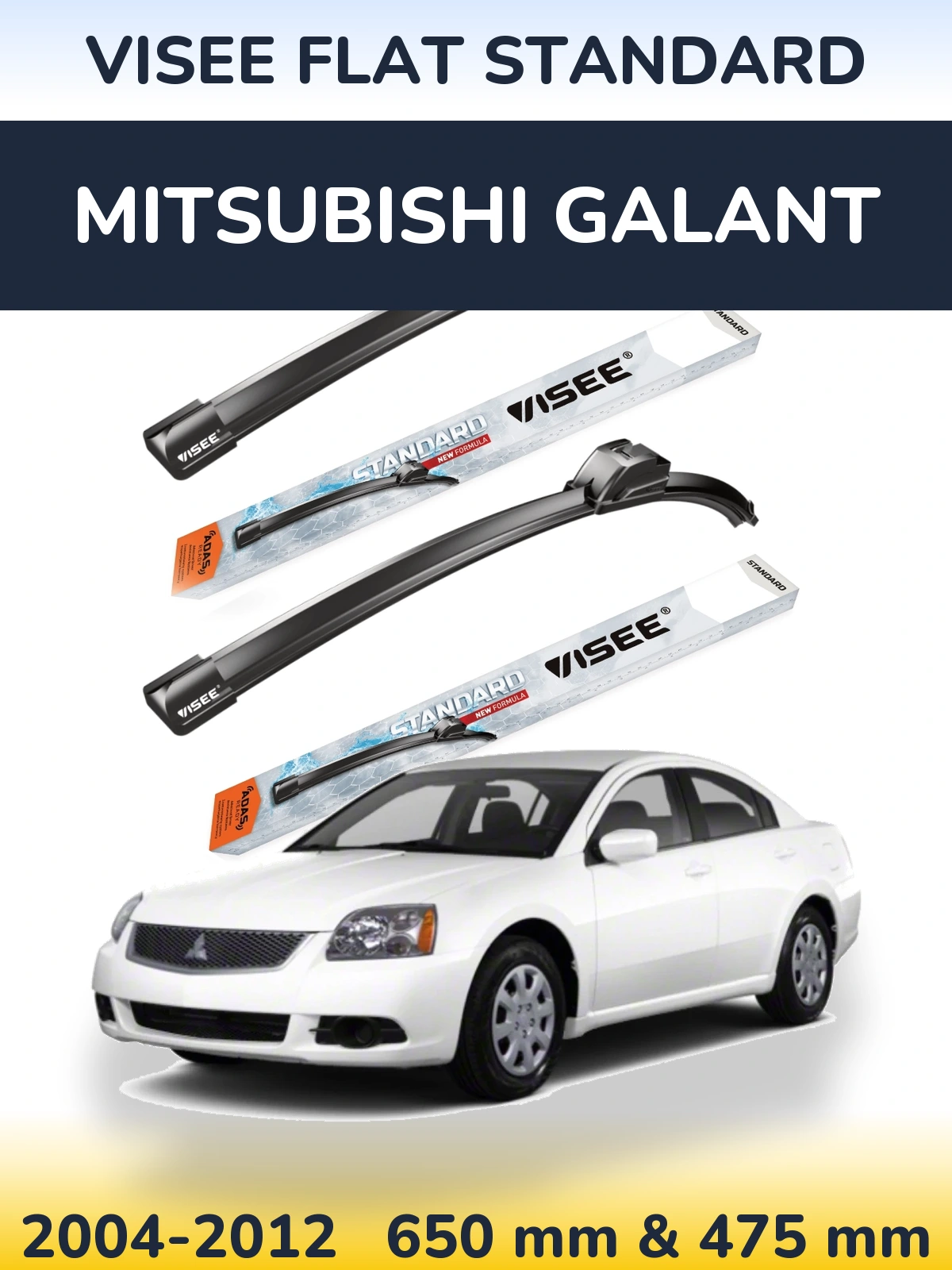 Komplet przednich wycieraczek VISEE FLAT STANDARD 650 & 475 mm do Mitsubishi Galant 2004-2012