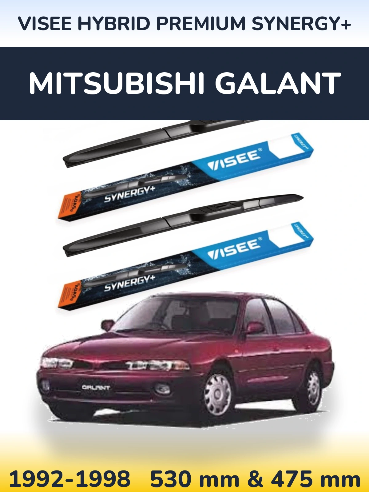 Komplet przednich wycieraczek VISEE HYBRID PREMIUM SYNERGY+ 530 & 475 mm do Mitsubishi Galant 1992-1998