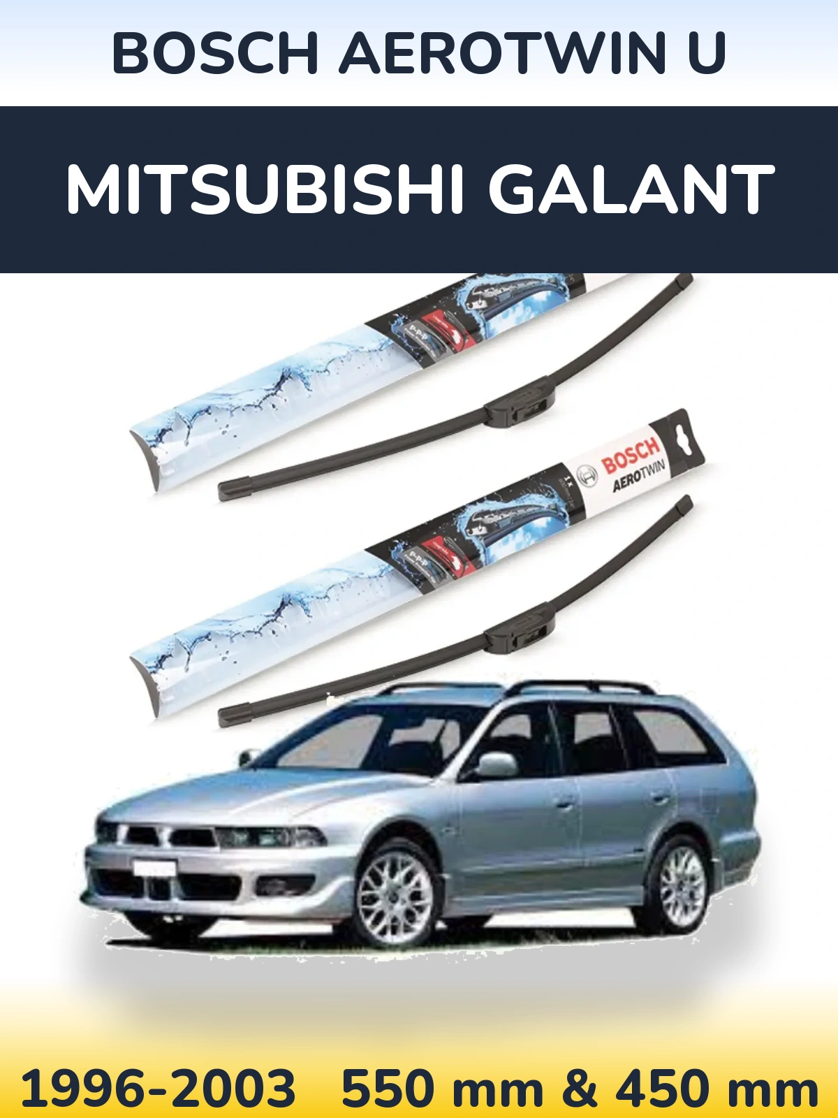 Komplet przednich wycieraczek BOSCH AeroTwin U 550 & 450 mm do Mitsubishi Galant 1996-2003
