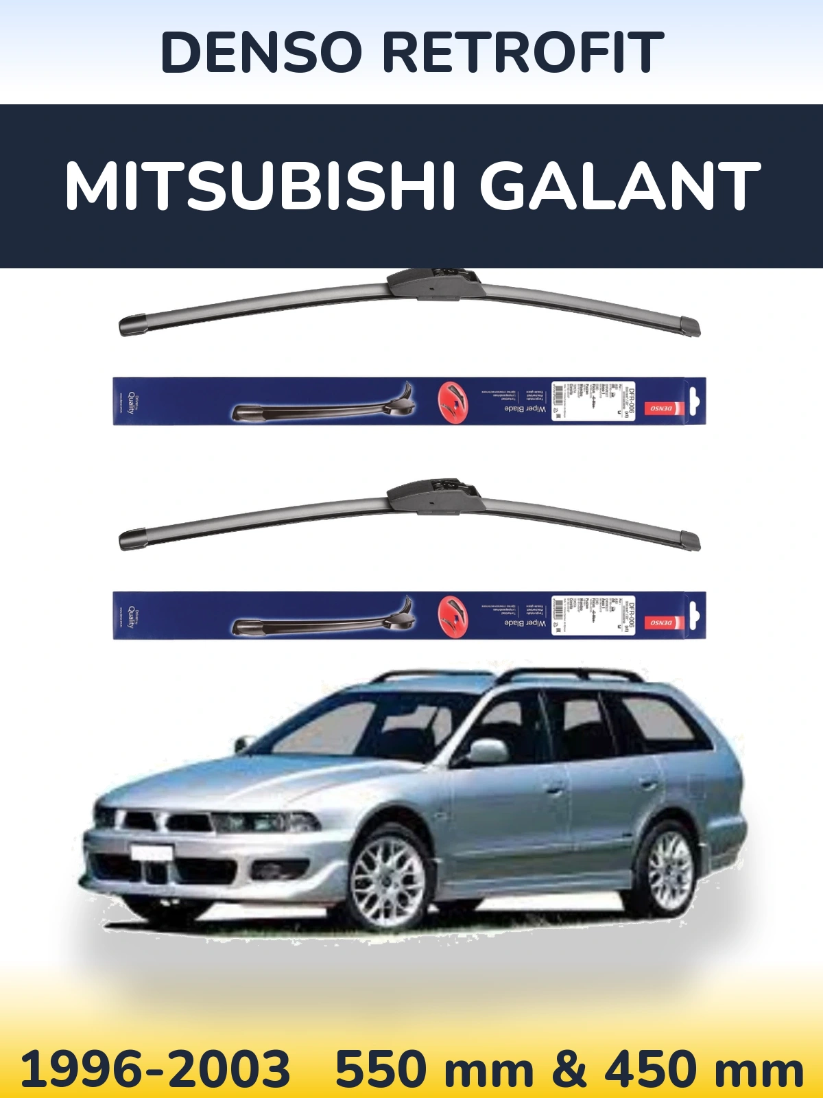 Komplet przednich wycieraczek Denso Retrofit 550 & 450 mm do Mitsubishi Galant 1996-2003