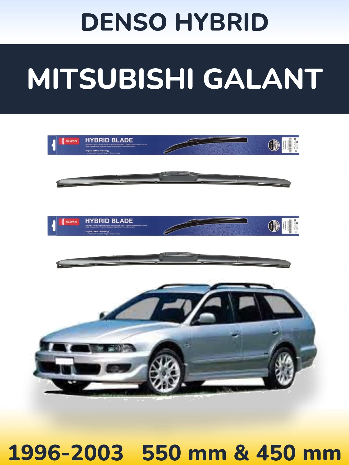 Komplet przednich wycieraczek Denso Hybrid 550 & 450 mm do Mitsubishi Galant 1996-2003