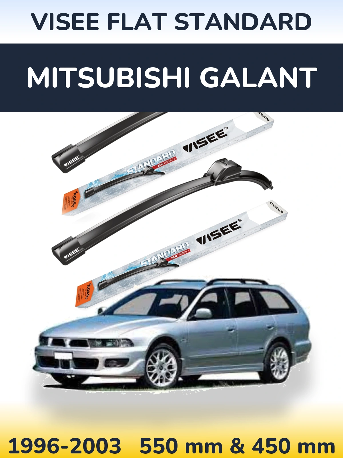 Komplet przednich wycieraczek VISEE FLAT STANDARD 550 & 450 mm do Mitsubishi Galant 1996-2003