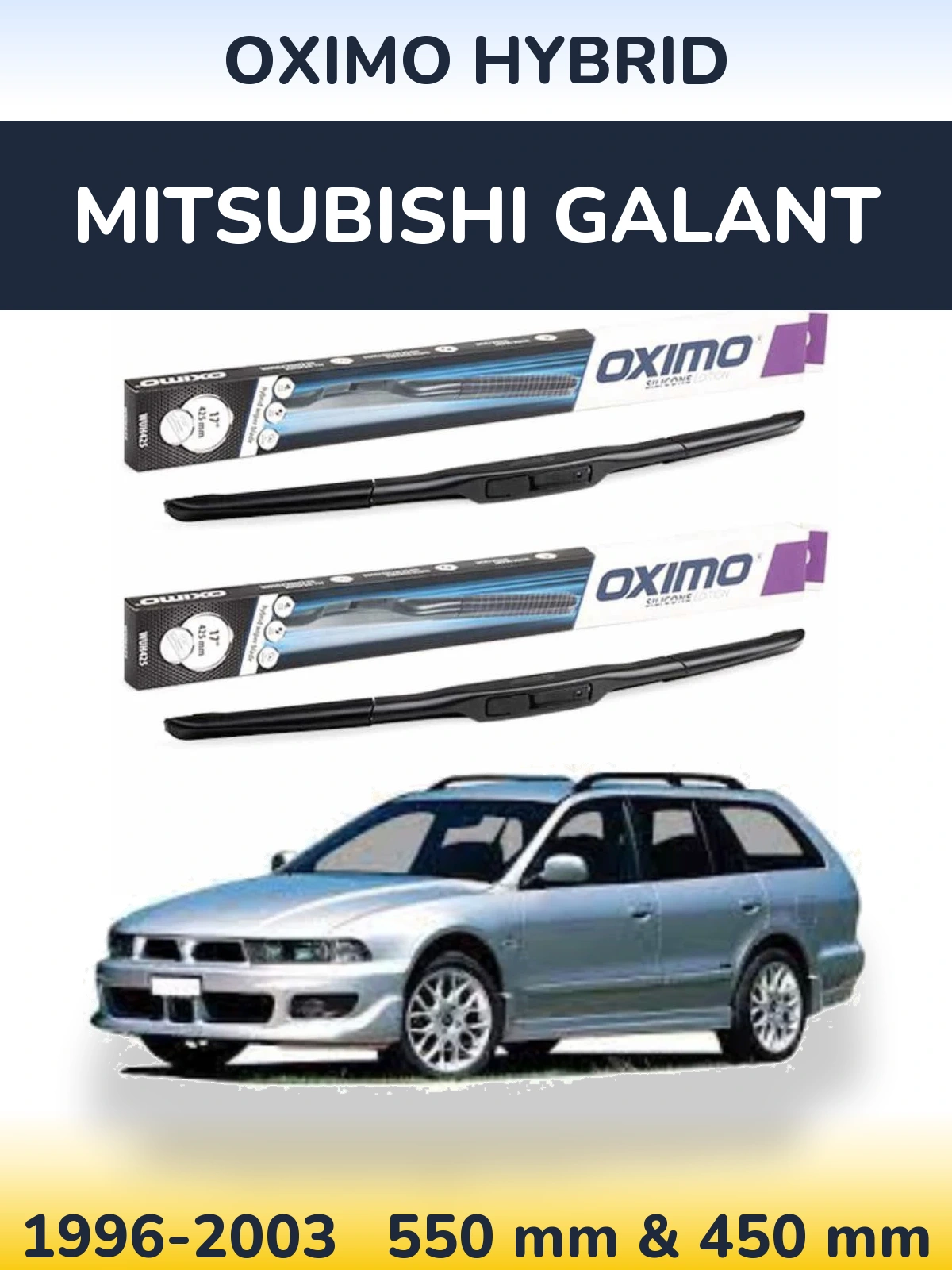Komplet przednich wycieraczek Oximo Hybrid 550 & 450 mm do Mitsubishi Galant 1996-2003