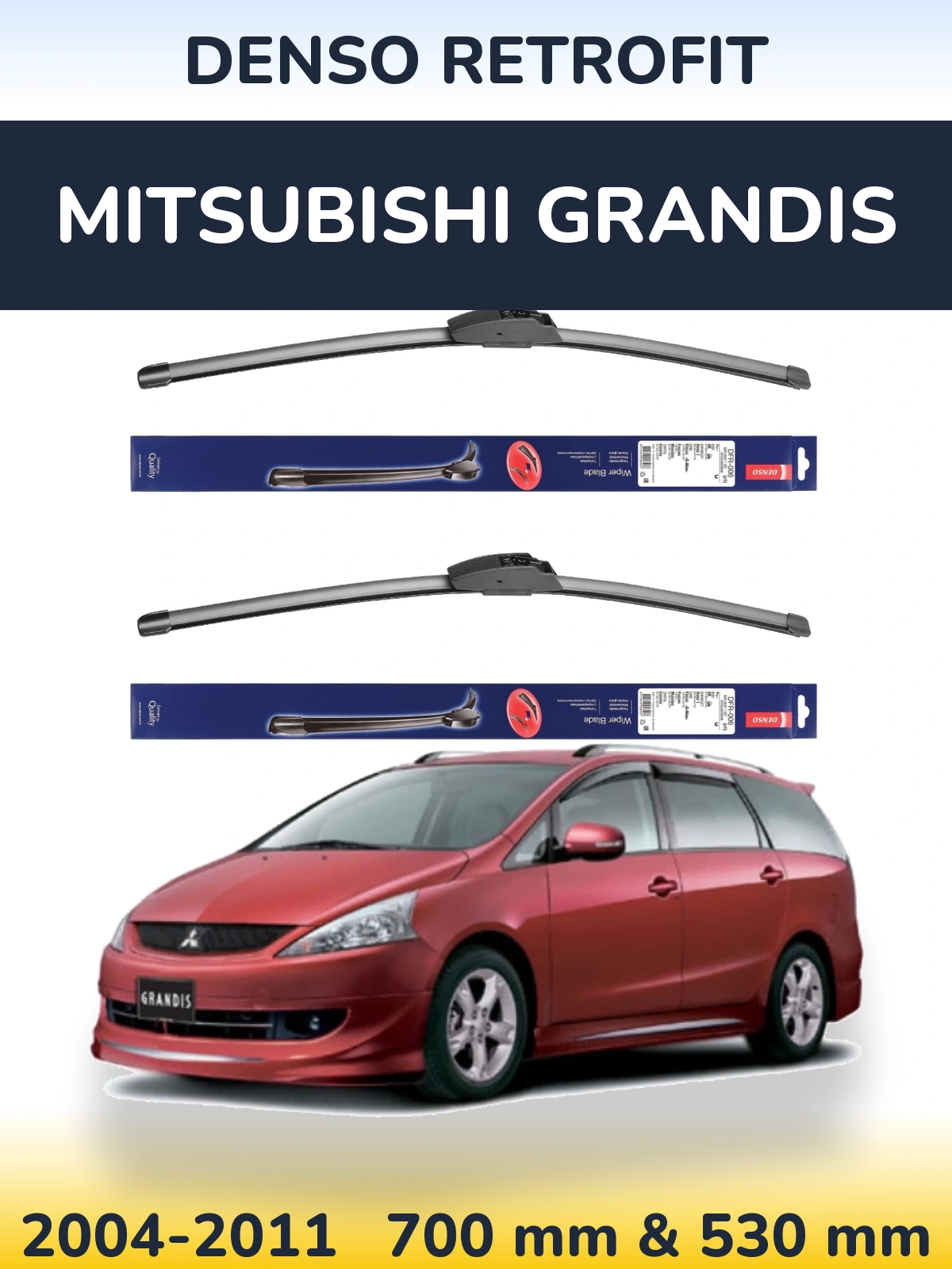 Komplet przednich wycieraczek Denso Retrofit 700 & 530 mm do Mitsubishi Grandis 2004-2011