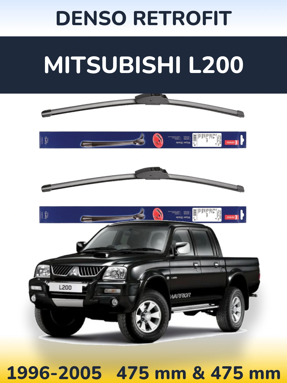Komplet przednich wycieraczek Denso Retrofit 475 & 475 mm do Mitsubishi L200 1996-2005