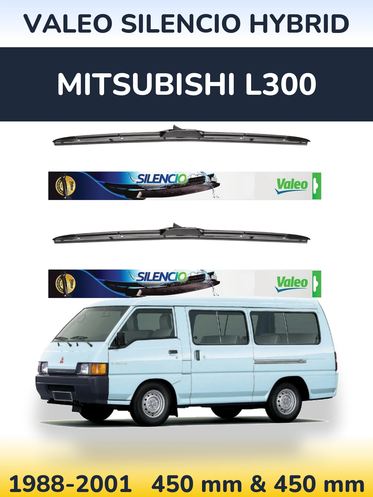 Комплект передних дворников Valeo Silencio Hybrid 450 & 450 мм для Mitsubishi L300 1988-2001