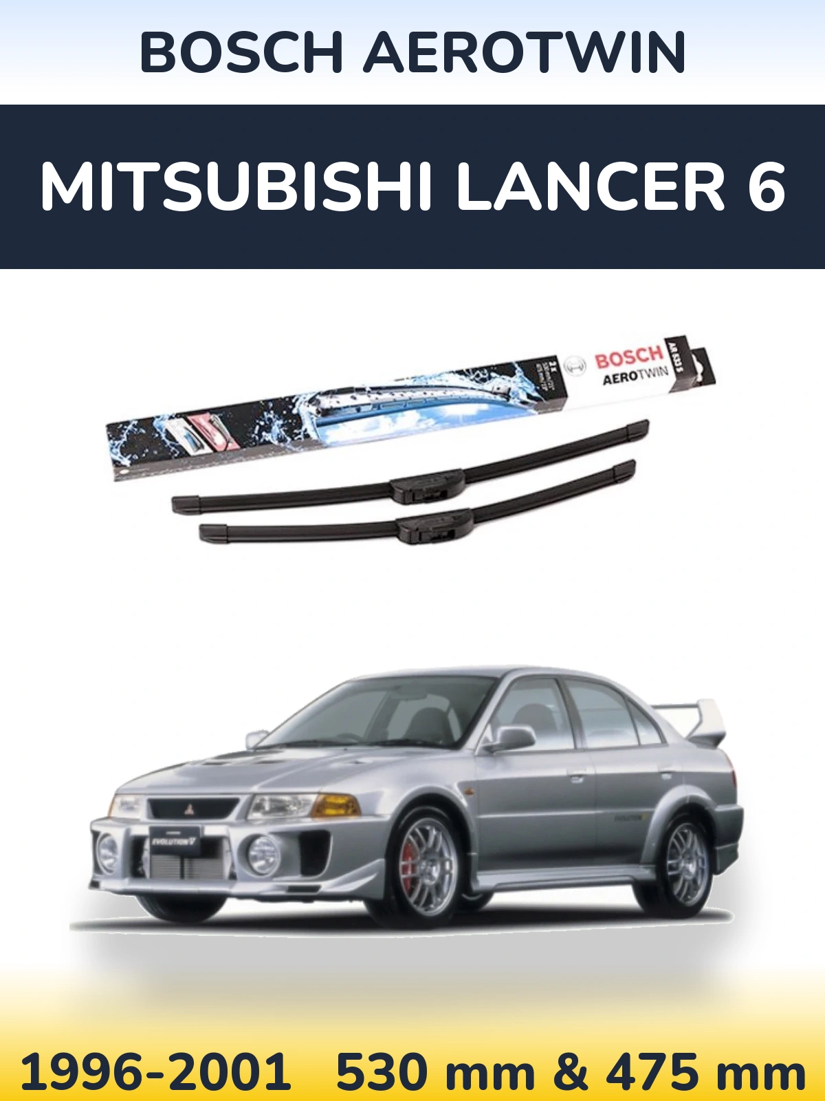 Komplet przednich wycieraczek BOSCH AeroTwin 530 & 475 mm do Mitsubishi Lancer 6 1996-2001