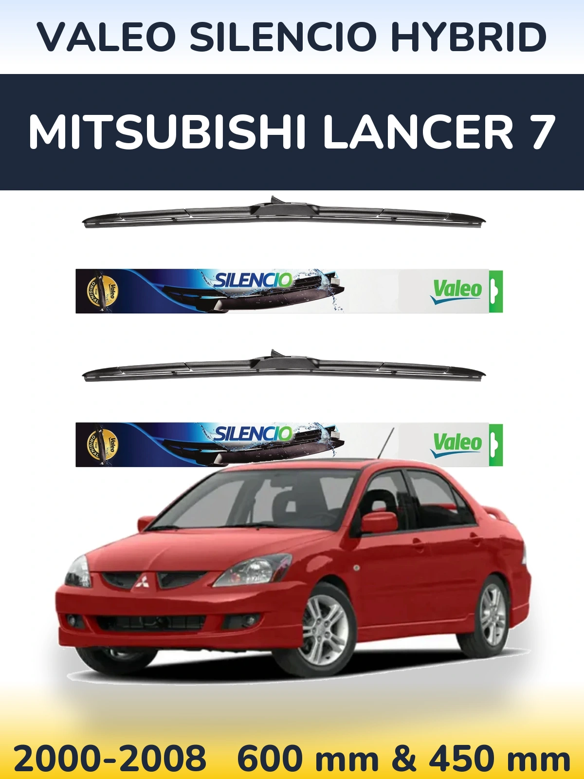 Комплект передних дворников Valeo Silencio Hybrid 600 & 450 мм для Mitsubishi Lancer 7 2000-2008