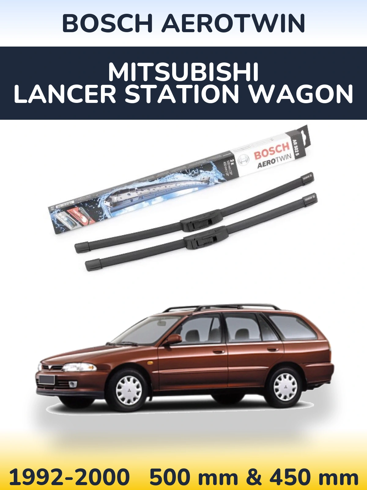 Komplet przednich wycieraczek BOSCH AeroTwin 500 & 450 mm do Mitsubishi Lancer Station Wagon 1992-2000
