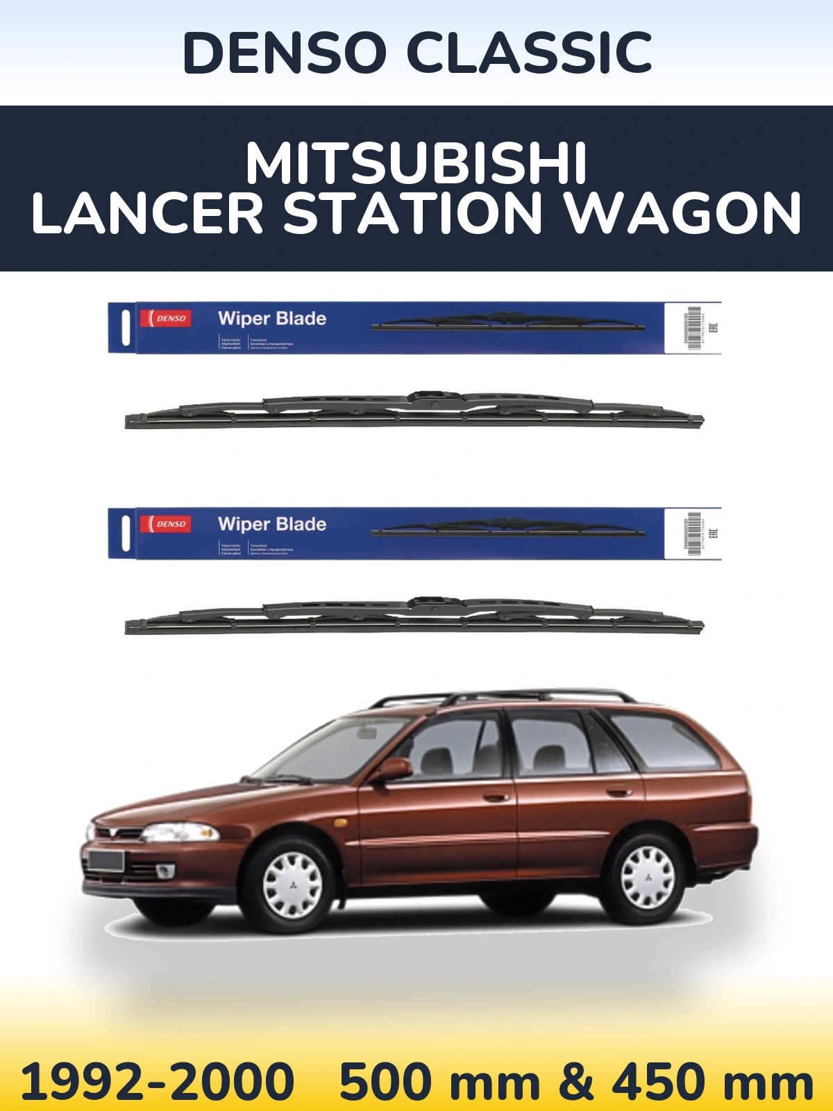 Komplet przednich wycieraczek Denso Classic 500 & 450 mm do Mitsubishi Lancer Station Wagon 1992-2000