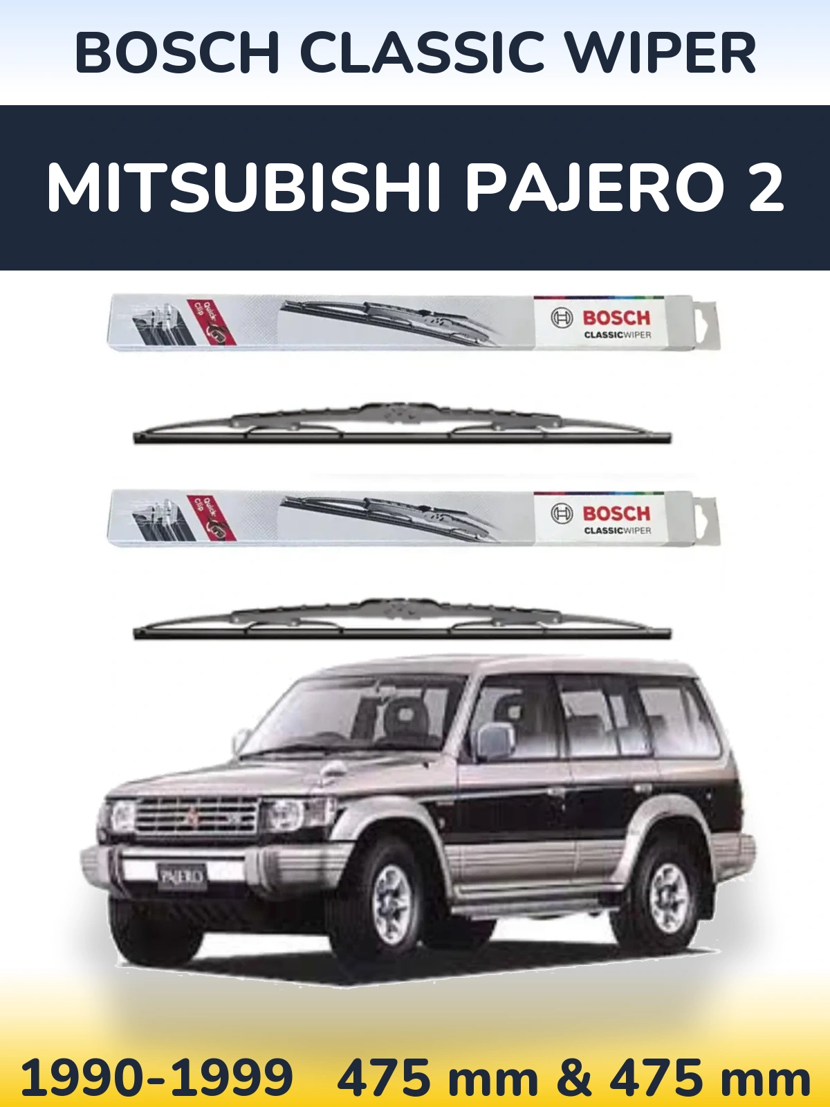 Komplet przednich wycieraczek BOSCH Classic Wiper 475 & 475 mm do Mitsubishi Pajero 2 1990-1999