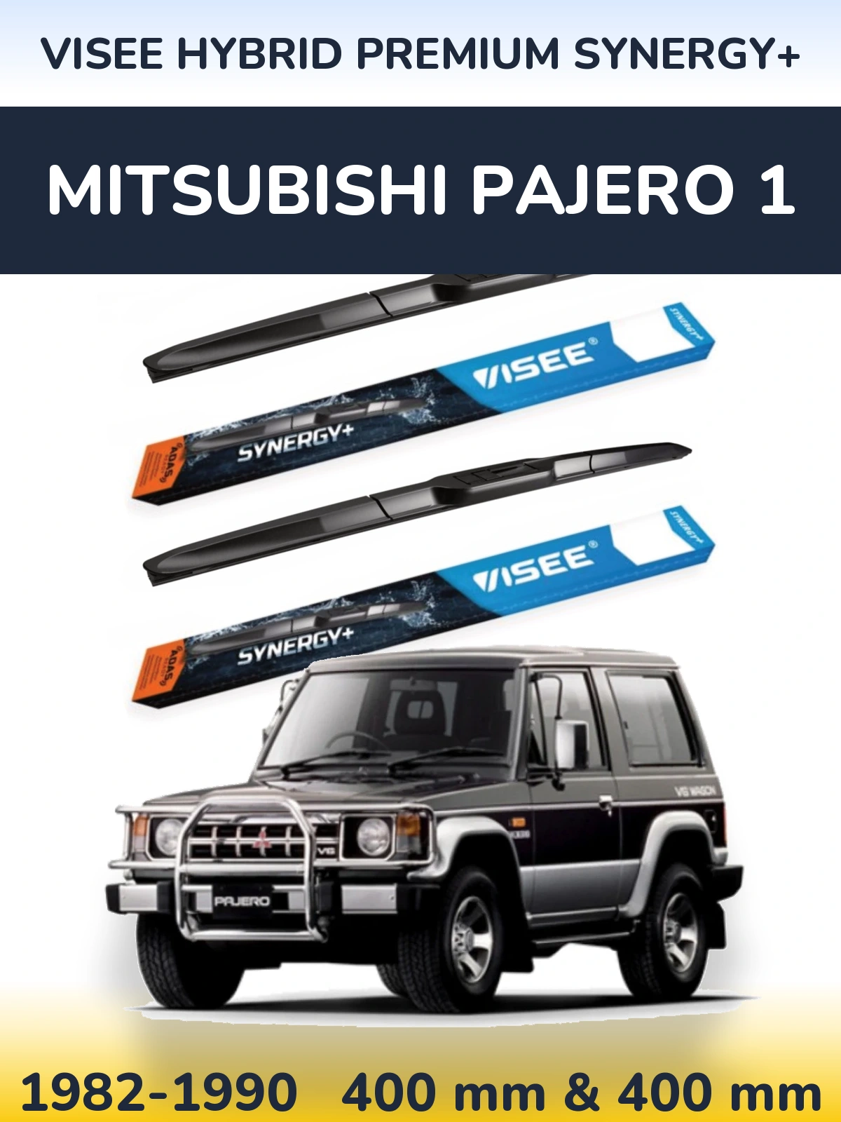 Komplet przednich wycieraczek VISEE HYBRID PREMIUM SYNERGY+ 400 & 400 mm do Mitsubishi Pajero 1 1982-1990