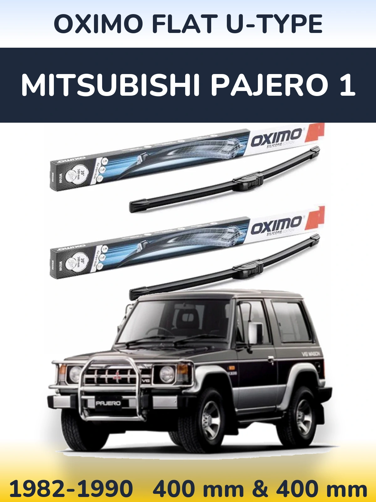 Комплект передних дворников Oximo Flat U-type 400 & 400 мм для Mitsubishi Pajero 1 1982-1990