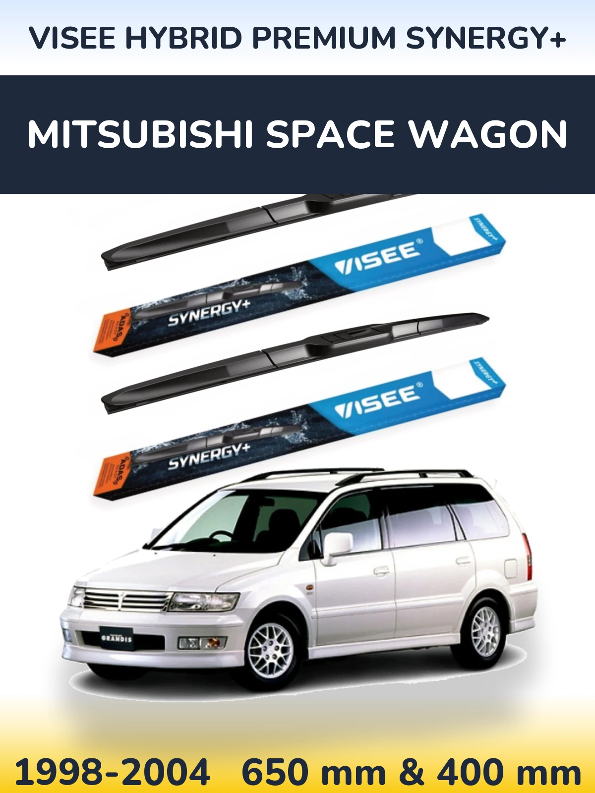 Komplet przednich wycieraczek VISEE HYBRID PREMIUM SYNERGY+ 650 & 400 mm do Mitsubishi Space Wagon 1998-2004