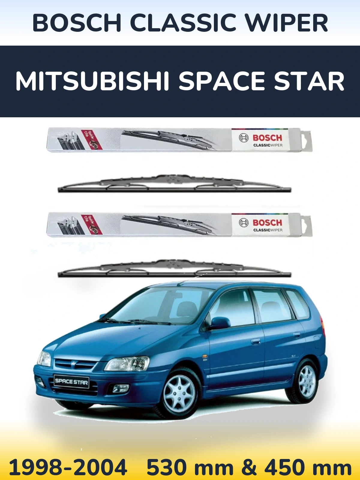 Komplet przednich wycieraczek BOSCH Classic Wiper 530 & 450 mm do Mitsubishi Space Star 1998-2004