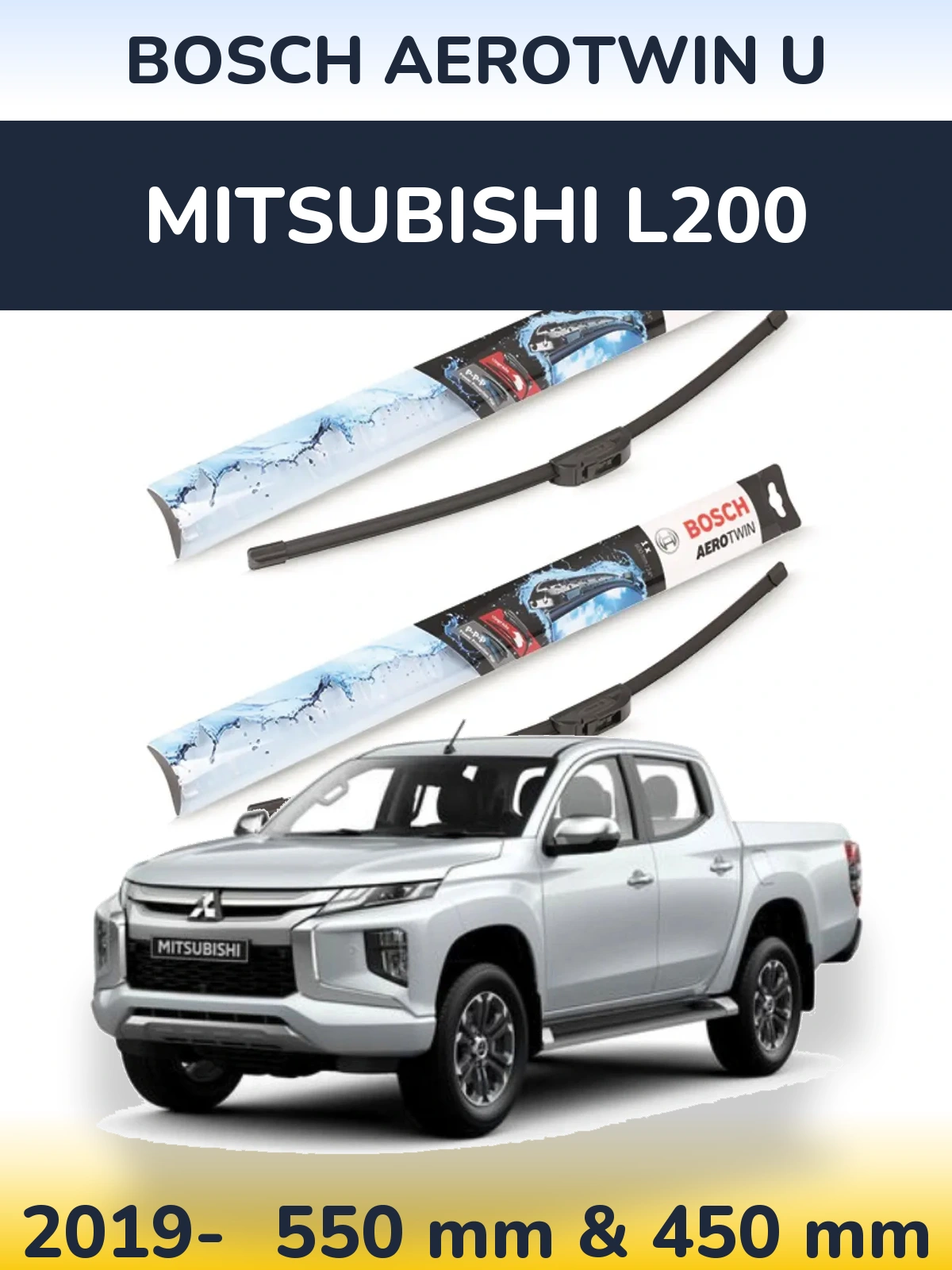 Komplet przednich wycieraczek BOSCH AeroTwin U 550 & 450 mm do Mitsubishi L200 2019-2026