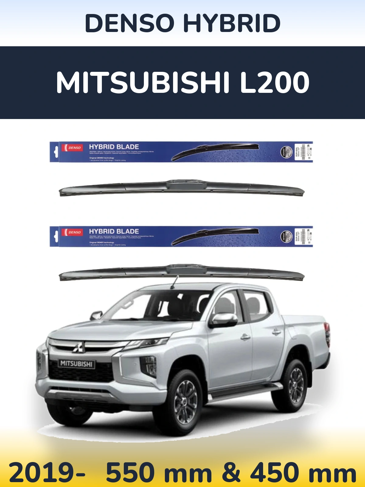Komplet przednich wycieraczek Denso Hybrid 550 & 450 mm do Mitsubishi L200 2019-2026