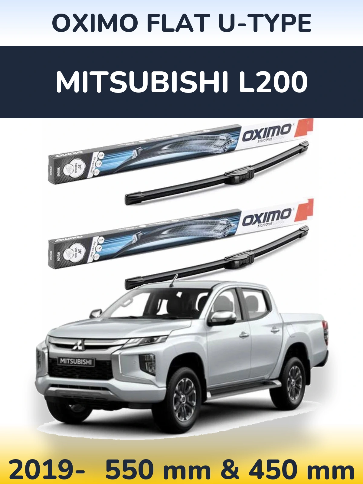 Komplet przednich wycieraczek Oximo Flat U-type 550 & 450 mm do Mitsubishi L200 2019-2026