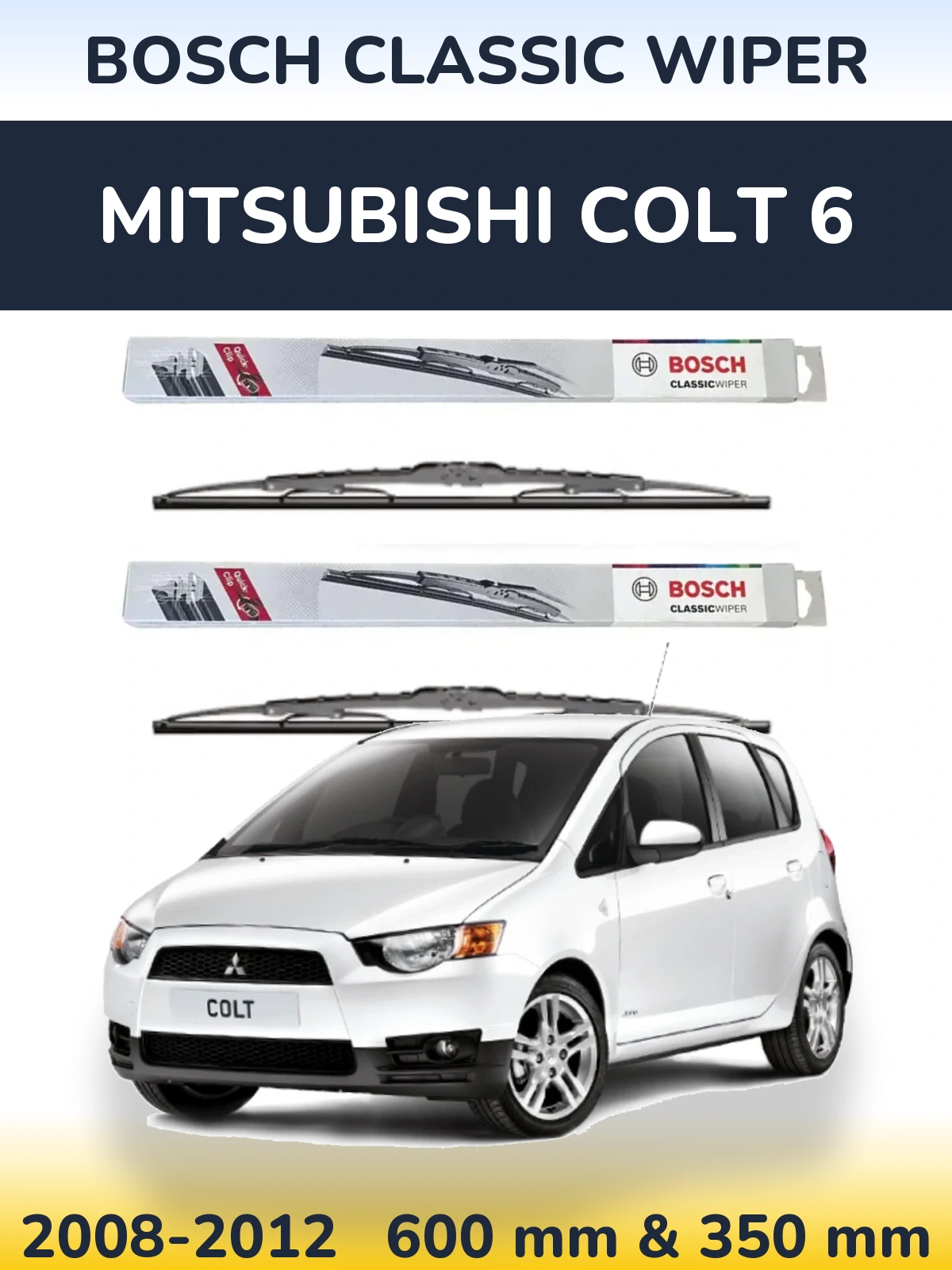 Komplet przednich wycieraczek BOSCH Classic Wiper 600 & 340 mm do Mitsubishi Colt 6 2008-2012