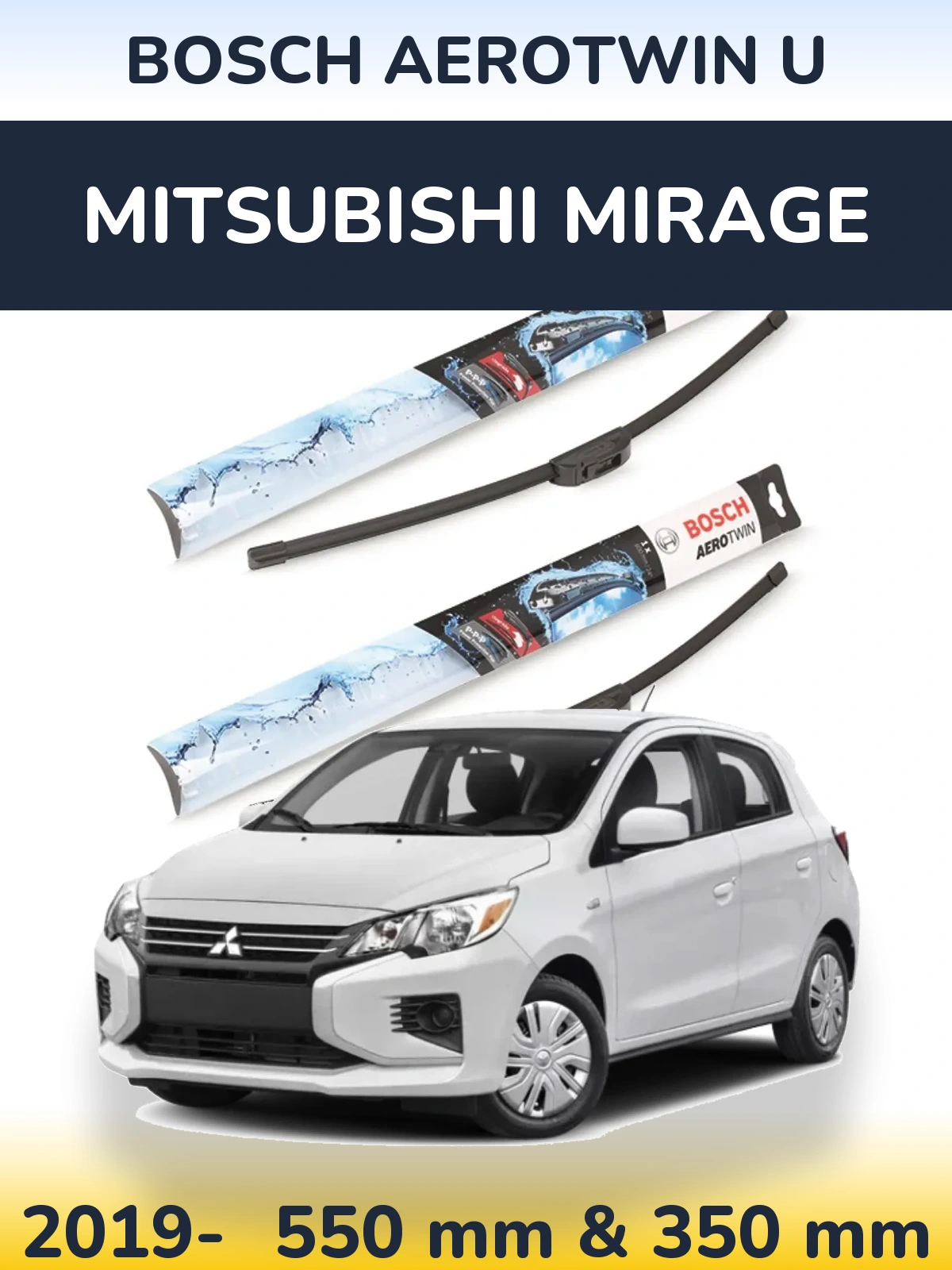 Komplet przednich wycieraczek BOSCH AeroTwin U 550 & 350 mm do Mitsubishi Mirage 2019-2026