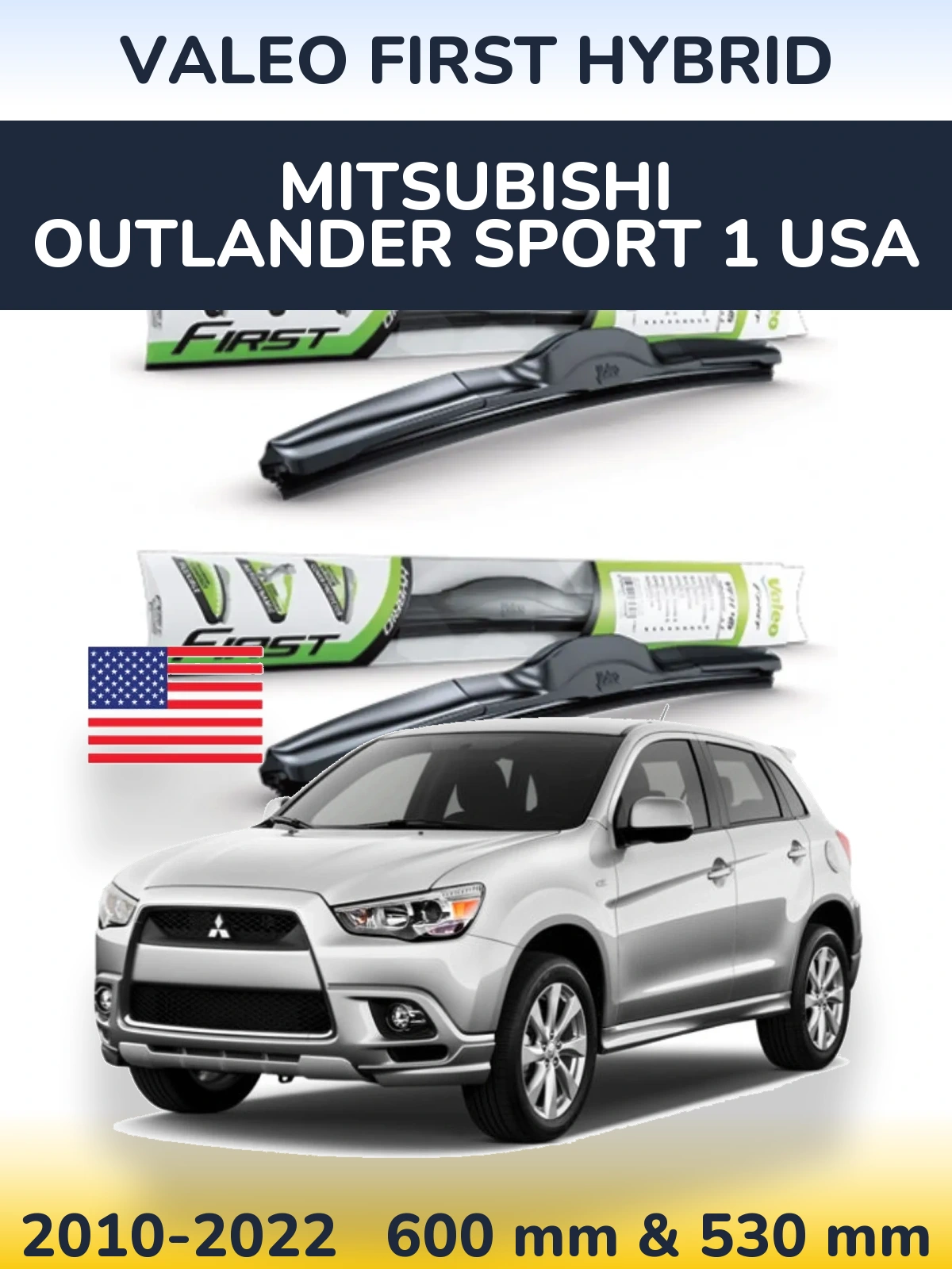 Komplet przednich wycieraczek Valeo First Hybrid 600 & 530 mm do Mitsubishi Outlander Sport 1 USA 2010-2022
