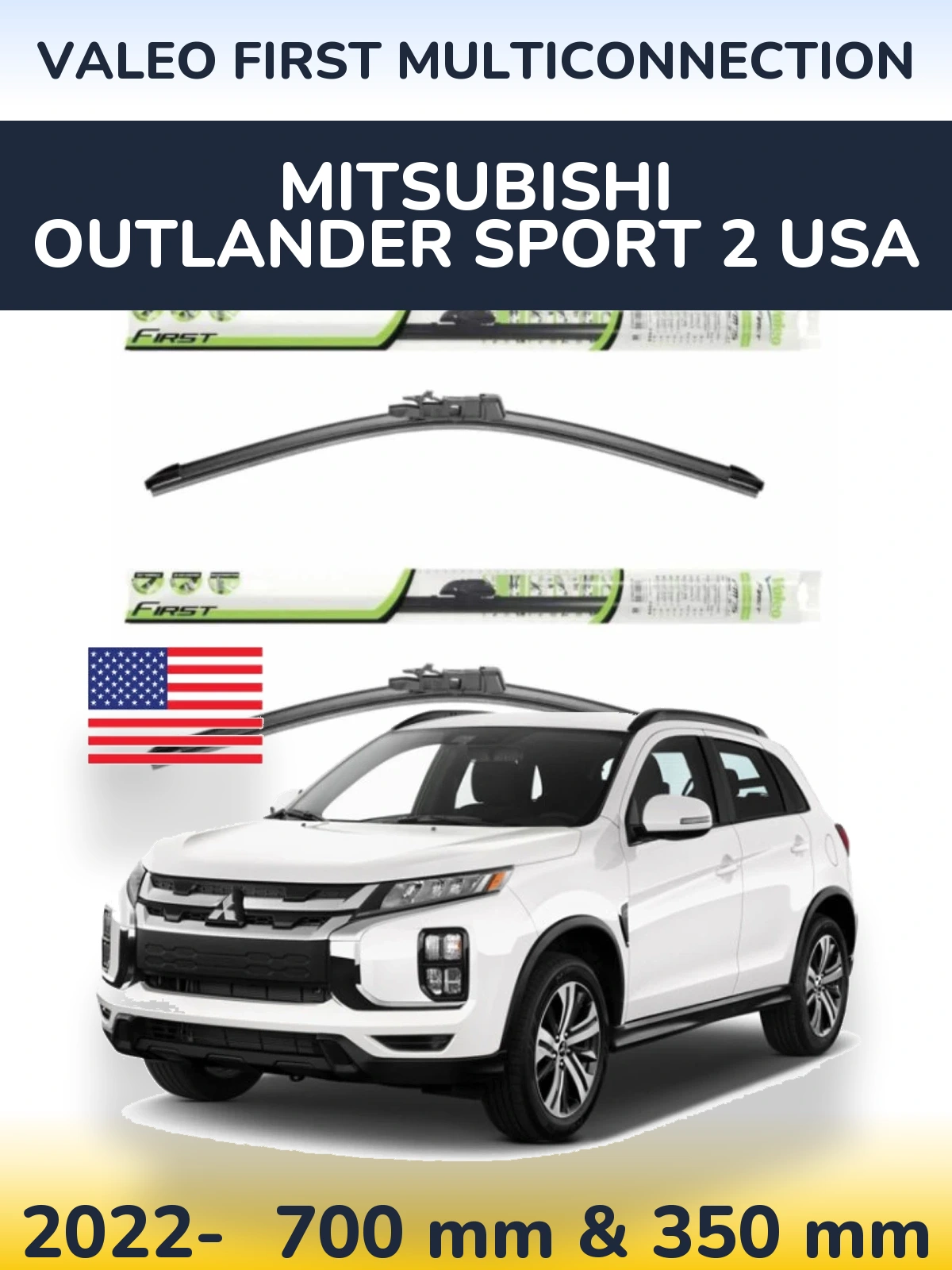 Komplet przednich wycieraczek Valeo First MultiConnection 700 & 350 mm do Mitsubishi Outlander Sport 2 USA 2022-2026