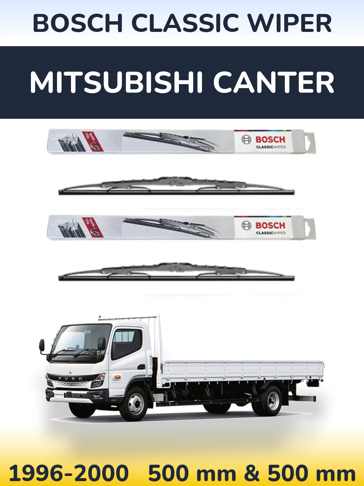 Комплект передних дворников BOSCH Classic Wiper 500 & 500 мм для Mitsubishi Canter 1996-2000