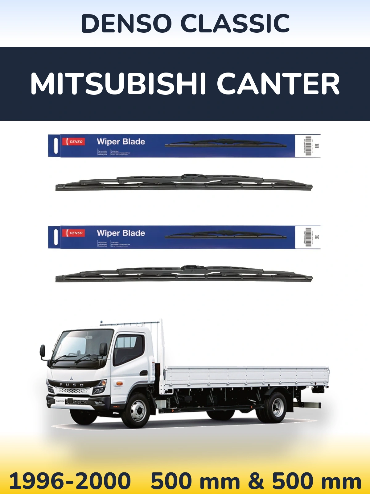 Komplet przednich wycieraczek Denso Classic 500 & 500 mm do Mitsubishi Canter 1996-2000