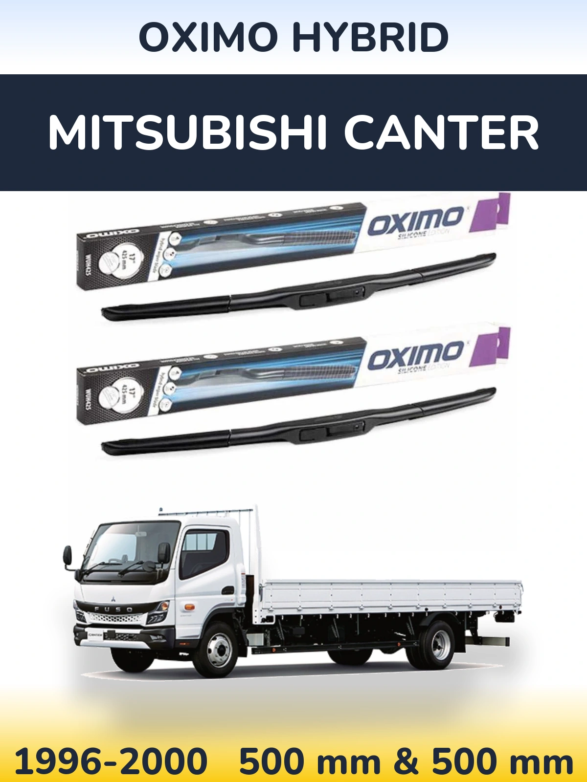 Комплект передних дворников Oximo Hybrid 500 & 500 мм для Mitsubishi Canter 1996-2000