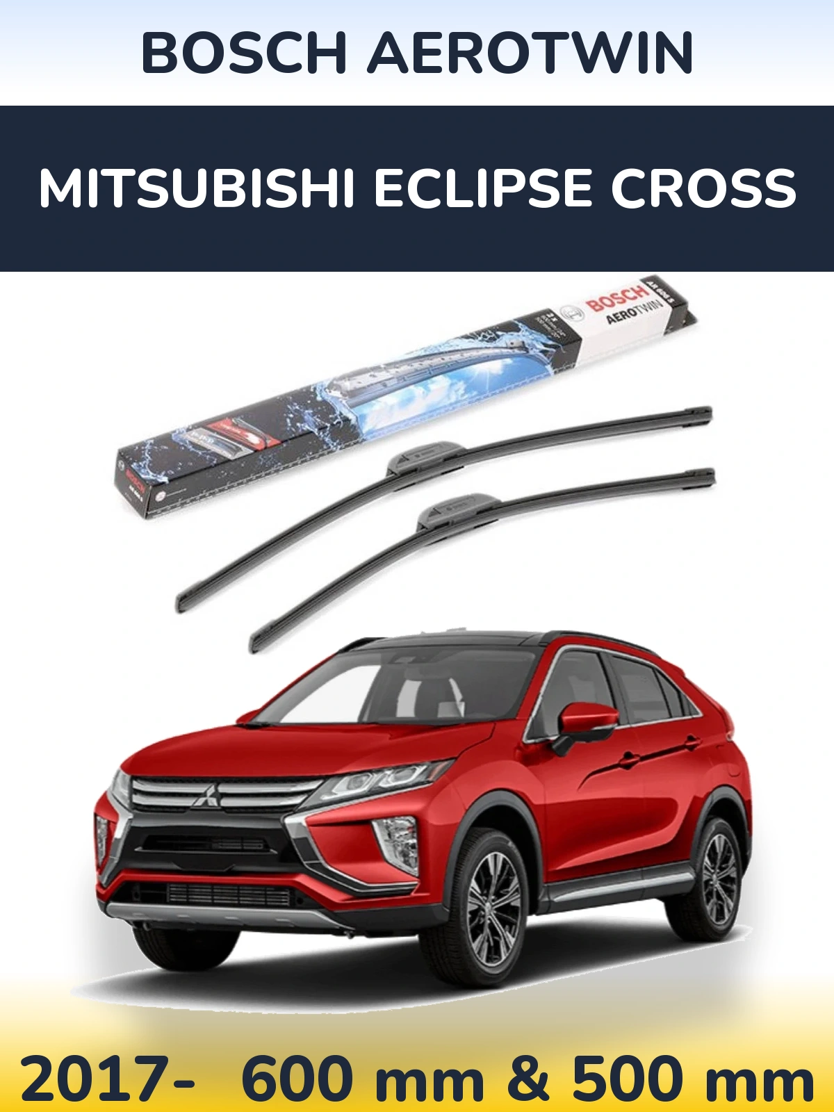 Komplet przednich wycieraczek BOSCH AeroTwin 600 & 500 mm do Mitsubishi Eclipse Cross 2017-2026