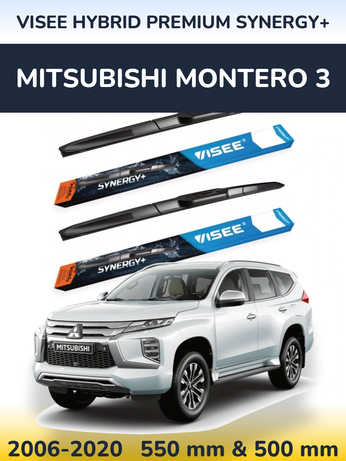 Komplet przednich wycieraczek VISEE HYBRID PREMIUM SYNERGY+ 550 & 500 mm do Mitsubishi Montero 3 2006-2020