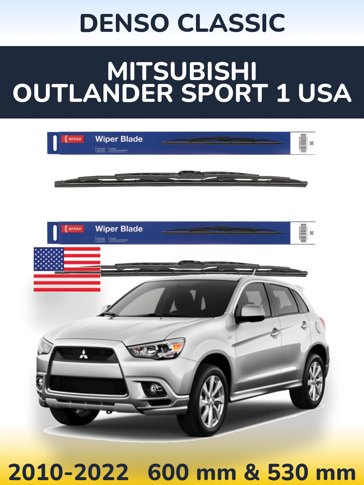 Komplet przednich wycieraczek Denso Classic 600 & 530 mm do Mitsubishi Outlander Sport 1 USA 2010-2022