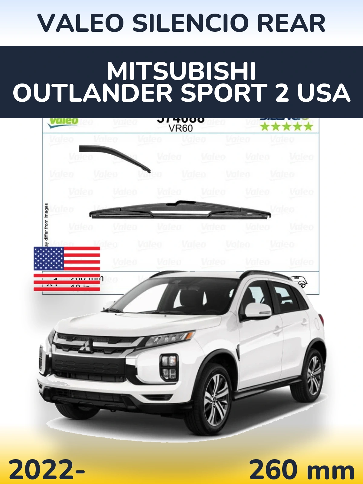 Tylna wycieraczka Valeo Silencio Rear 260 mm do Mitsubishi Outlander Sport 2 USA 2022-2026