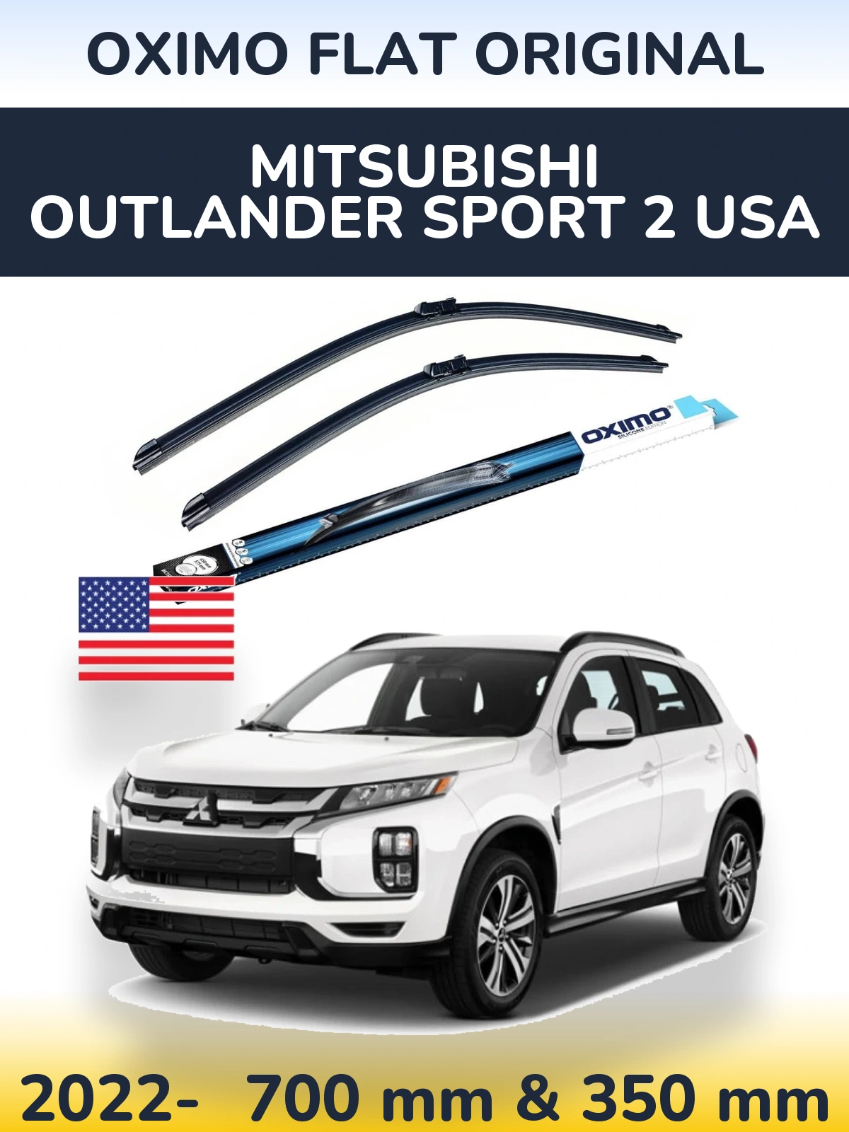 Komplet przednich wycieraczek Oximo Flat Original 700 & 350 mm do Mitsubishi Outlander Sport 2 USA 2022-2026