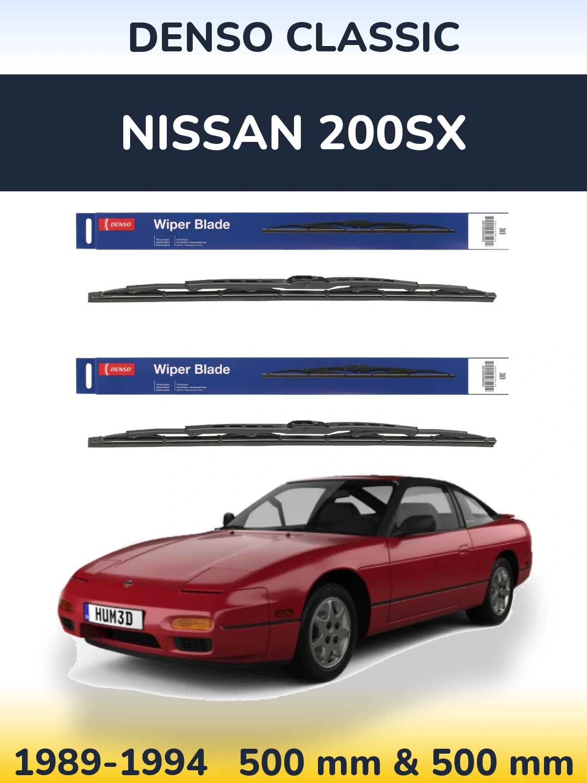 Komplet przednich wycieraczek Denso Classic 500 & 500 mm do Nissan 200SX 1989-1994